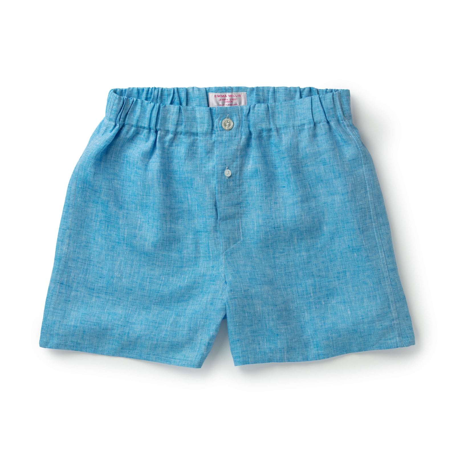 Pale Aqua Linen Slim Fit Boxer Shorts New
