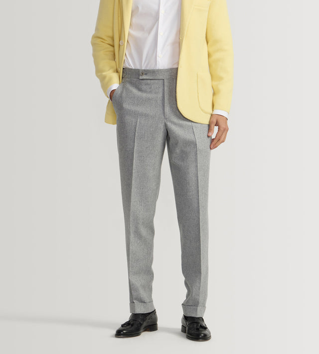 Pantalon gris clair en flanelle de laine