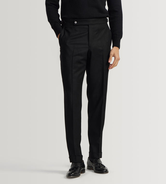 Pantalon noir en flanelle de laine