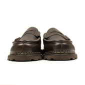 Reims Piped Seam Loafers In Cafe Lisse Dark Brown Leather