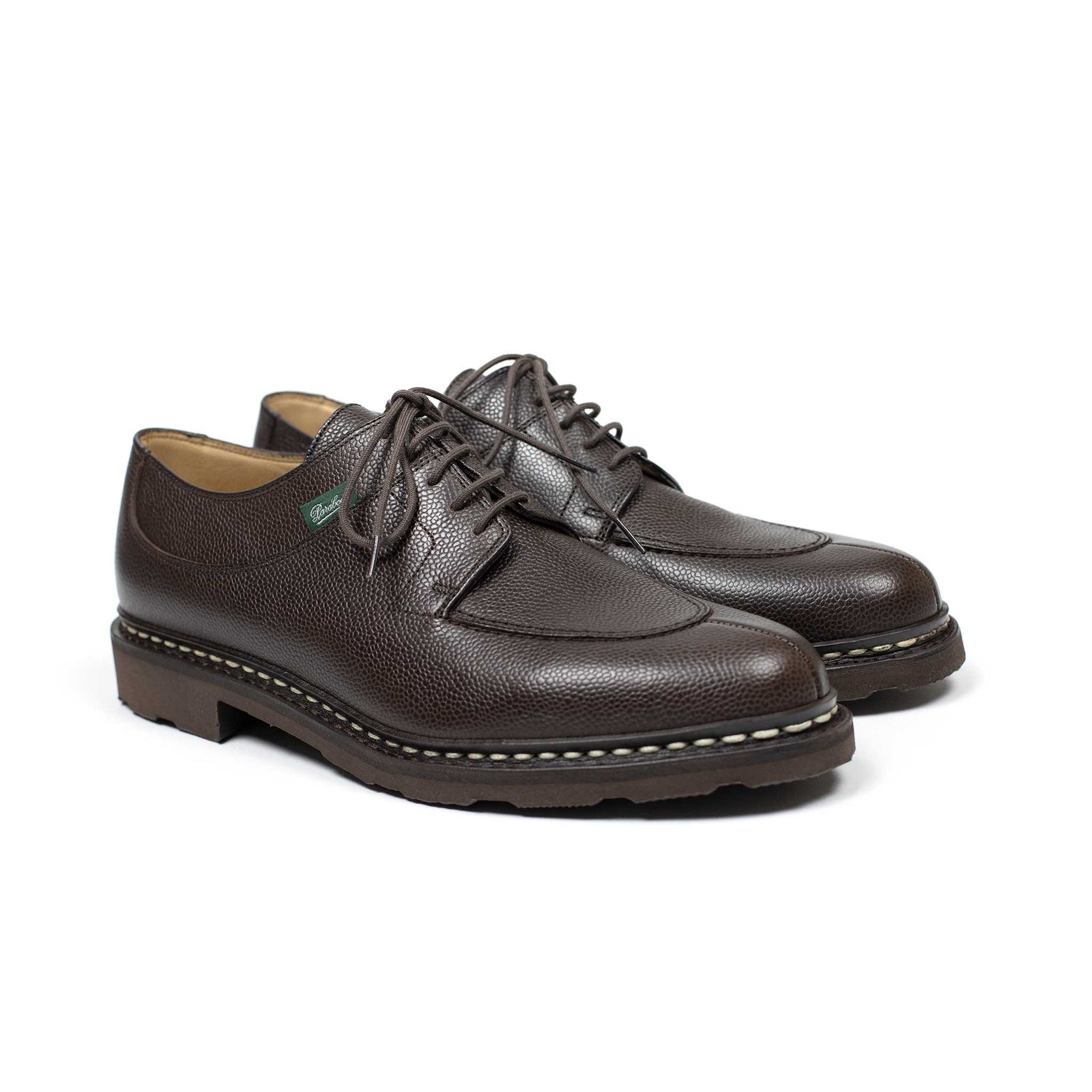 Avignon Split Toe Shoes In Mocha Brown Grain Leather