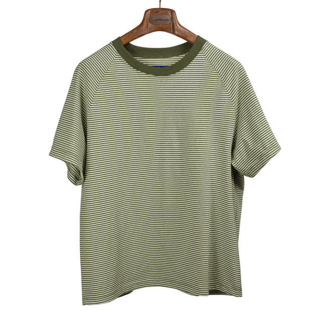 Lo-fi ringer raglan sleeve t-shirt in hunter green stripe