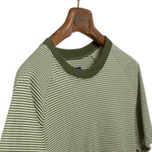Lo Fi Ringer Raglan Sleeve T Shirt In Green Stripe