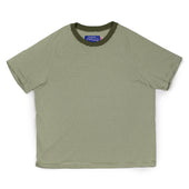 Lo Fi Ringer Raglan Sleeve T Shirt In Green Stripe