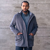 Sample Grey Heavyweight Alpaca Parka With Removable Hood Sz Xl