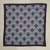 Peacock Print Pocket Square In Aubergine