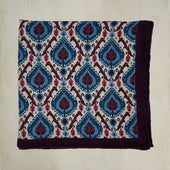 Peacock Print Pocket Square in Aubergine