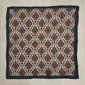 Peacock Print Pocket Square In Navy