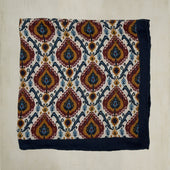 Peacock Print Pocket Square in Navy