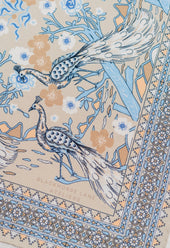 Pearl and Blue Peacock Silk Bandana