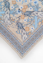 Pearl and Blue Peacock Silk Bandana
