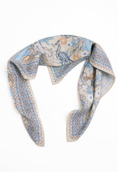Pearl and Blue Peacock Silk Bandana