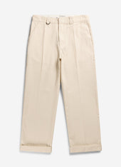 Stay Press Trousers | Cotton Twill Canvas | Cream