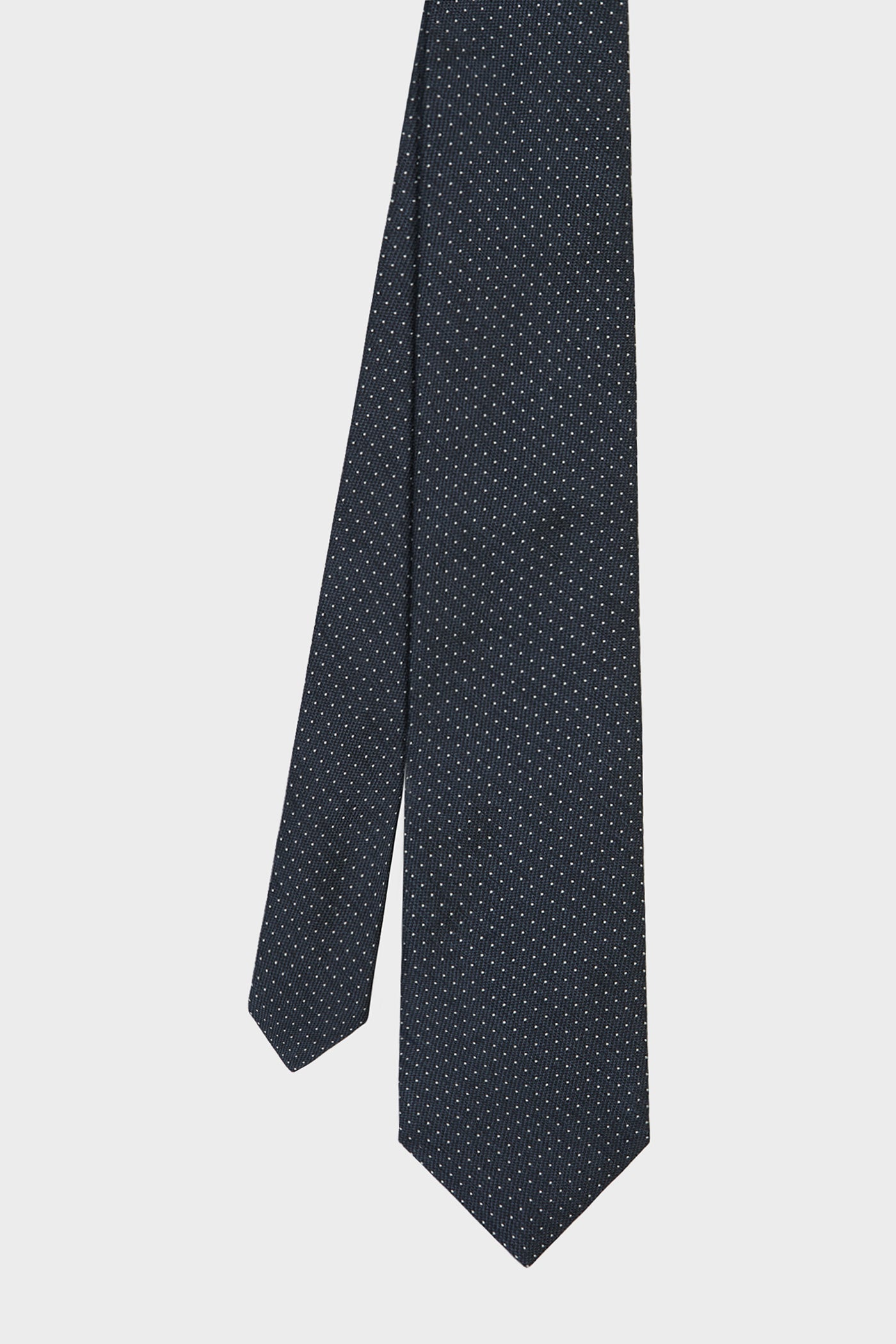 White Picot Tie on Navy