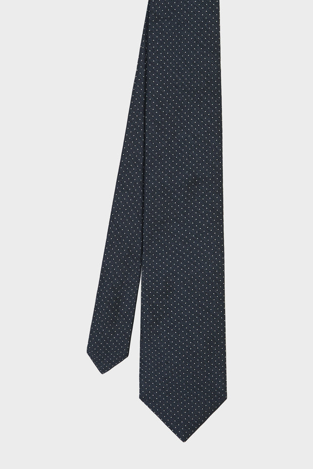White Picot Tie on Navy