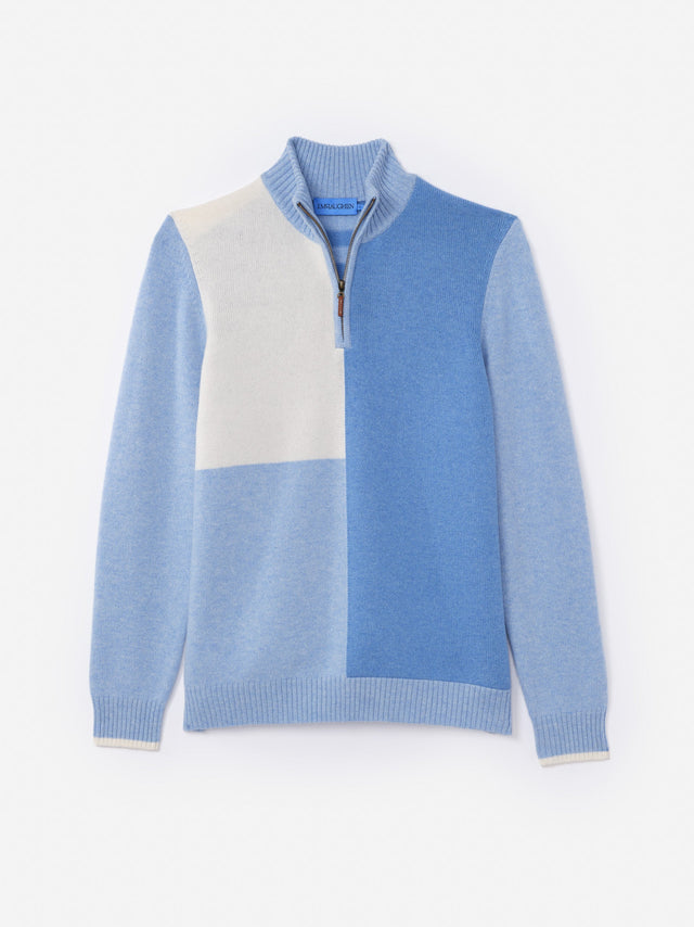 Blue/Multi Color Block Hayes Cashmere 1/4 Zip | Men's Sweaters | J.McLaughlin