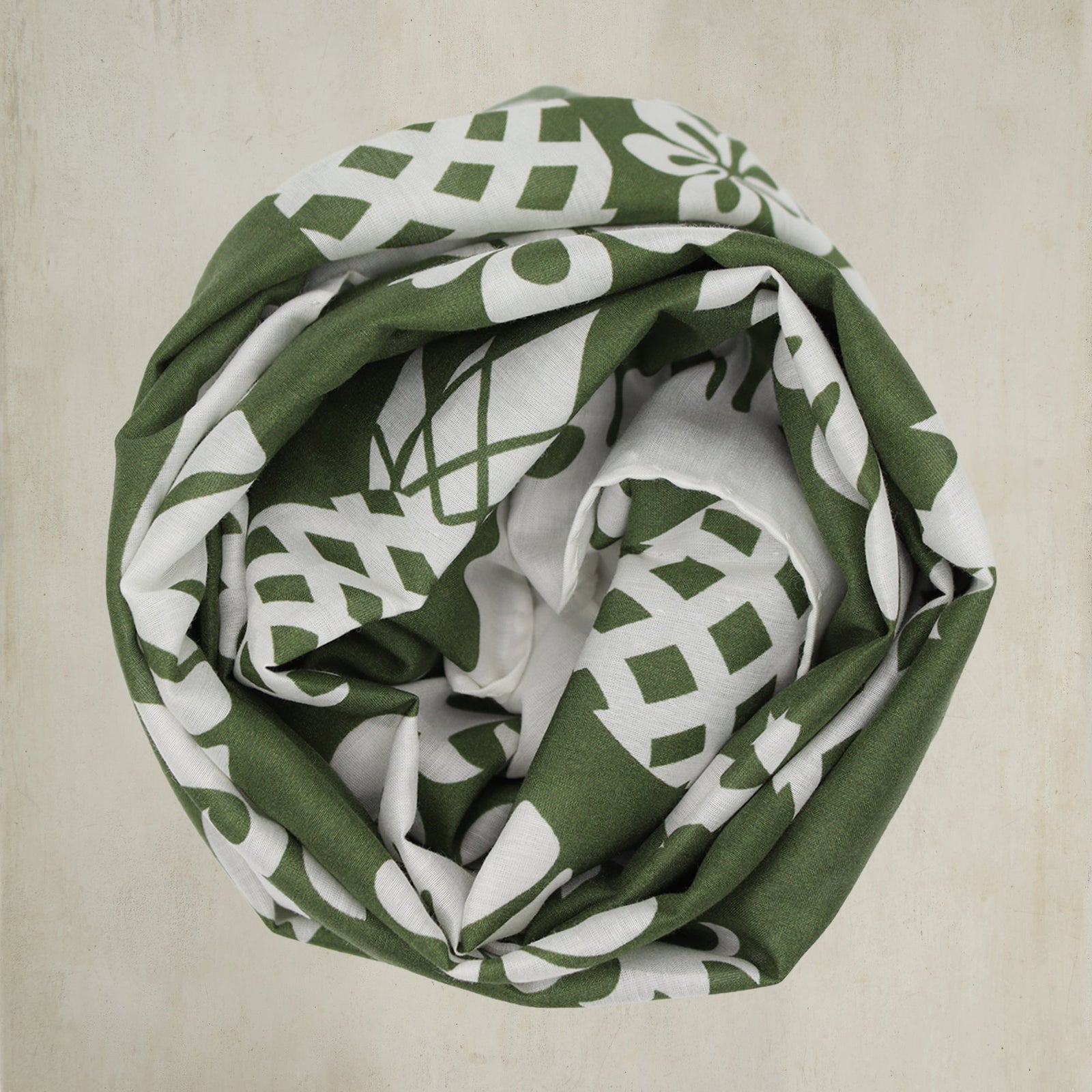 Cotton And Silk Pineapple Print Scarf In Green