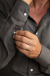 Button Down Grey Brushed Cotton Shirt Made In Italy