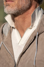 Suede Hooded Bomber Jacket Made In Italy