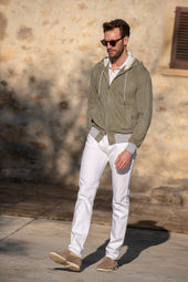 Suede Hooded Bomber Jacket Made In Italy