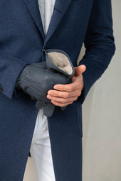 Dusty Blue Deerskin Leather Gloves Made In Italy