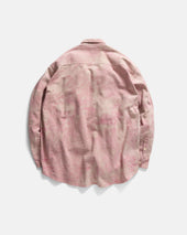 Wolf Button Down Shirt Pink Dabu Dyed Heavy Oxford Cloth