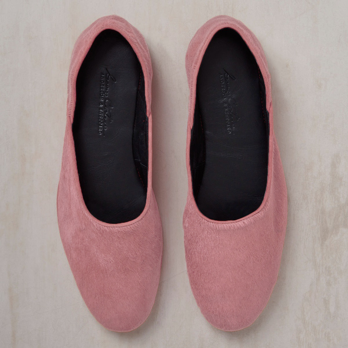 George Cortina For Anderson Sheppard Plain Pony Hair Slippers In Light