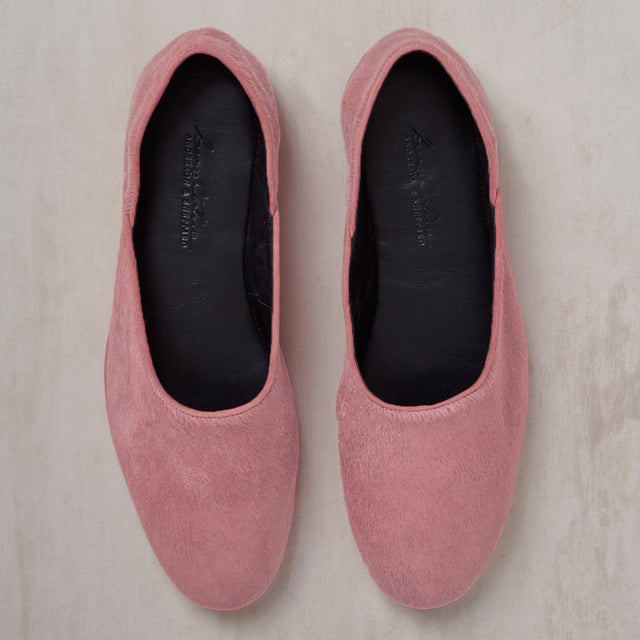 George Cortina For Anderson & Sheppard Plain Pony Hair Slippers In Light Pink