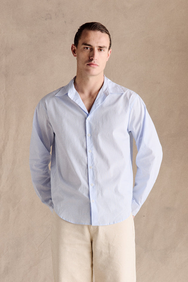 Delon Pinstripe Shirt | Light Blue