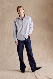 Delon Pinstripe Shirt Dark Blue