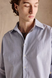 Delon Pinstripe Shirt Dark Blue