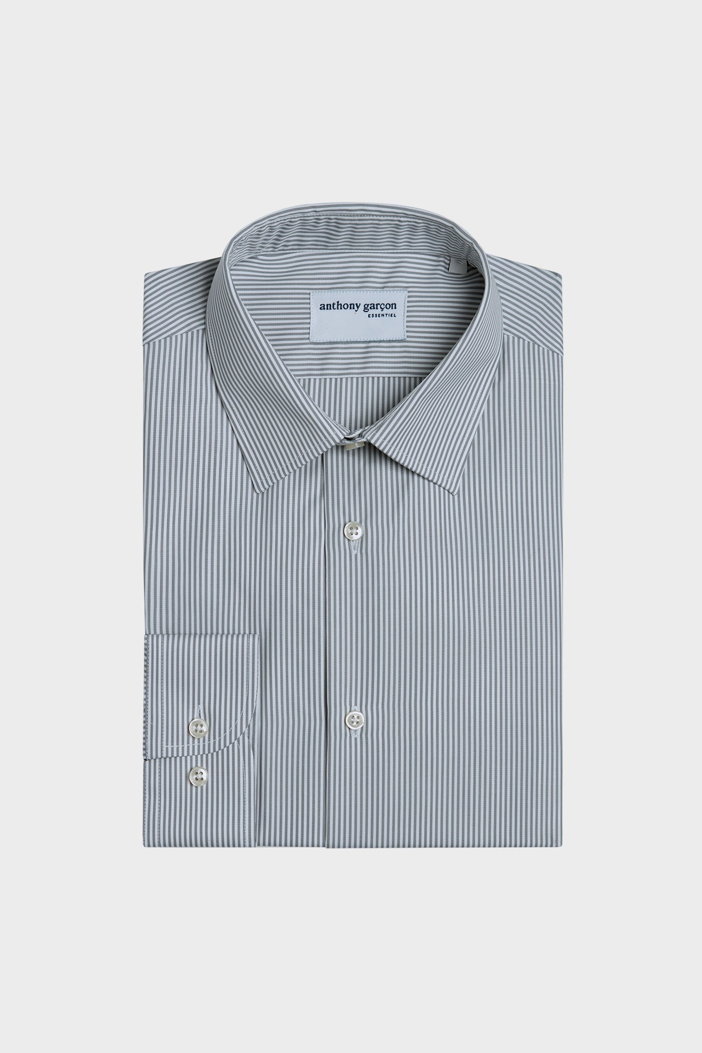 Regular gray Pipeline shirt with French collar