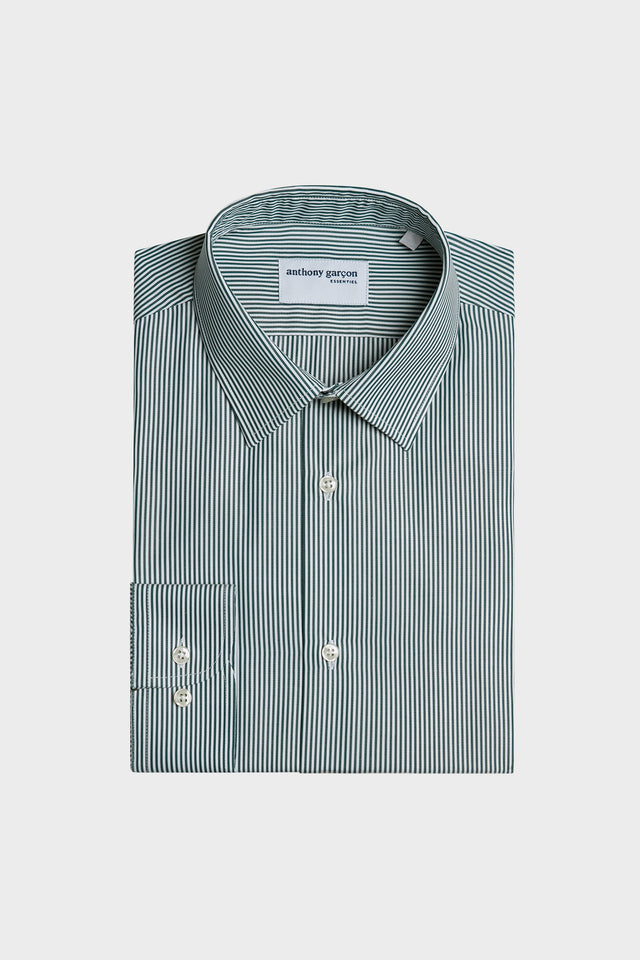 Regular Green Pipeline Shirt with French Collar