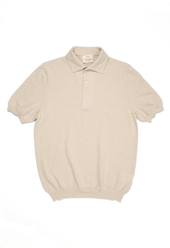 Men's Cotton Pique 'Tennis' Short Sleeve Polo Ivory