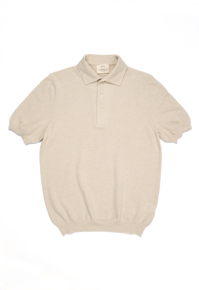 Men's Cotton Pique 'Tennis' Short Sleeve Polo Ivory