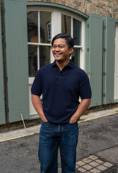 Men's Cotton Pique 'Tennis' Short Sleeve Polo Navy