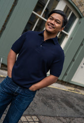 Men's Cotton Pique 'Tennis' Short Sleeve Polo Navy