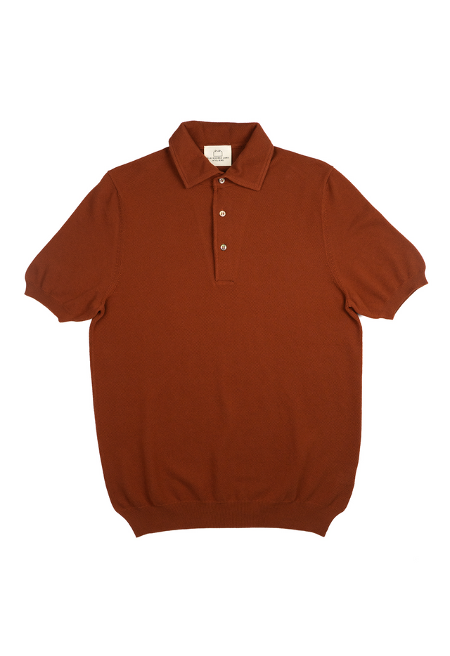 Men's Cotton Pique 'Tennis' Short Sleeve Polo Rust