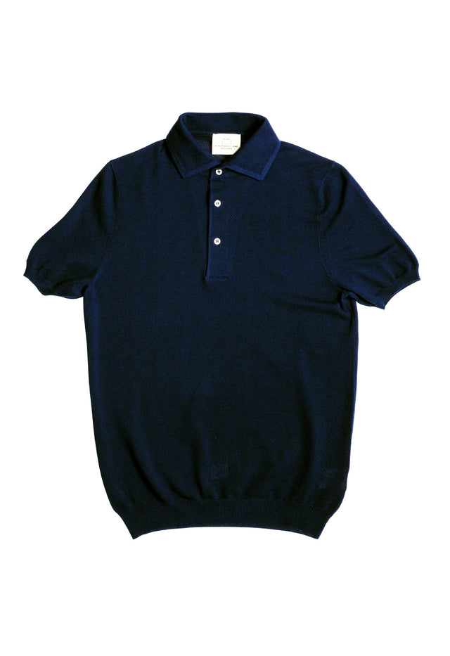 Men's Cotton Pique 'Tennis' Short Sleeve Polo Navy
