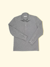 Pique Long Sleeve Spread Collar Polo Heather Grey The Anthology