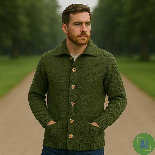 Plain Front Lumber Cardigan 100 Pure New Wool