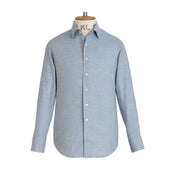 Sky Herringbone Wool Cotton Blend Shirt - New