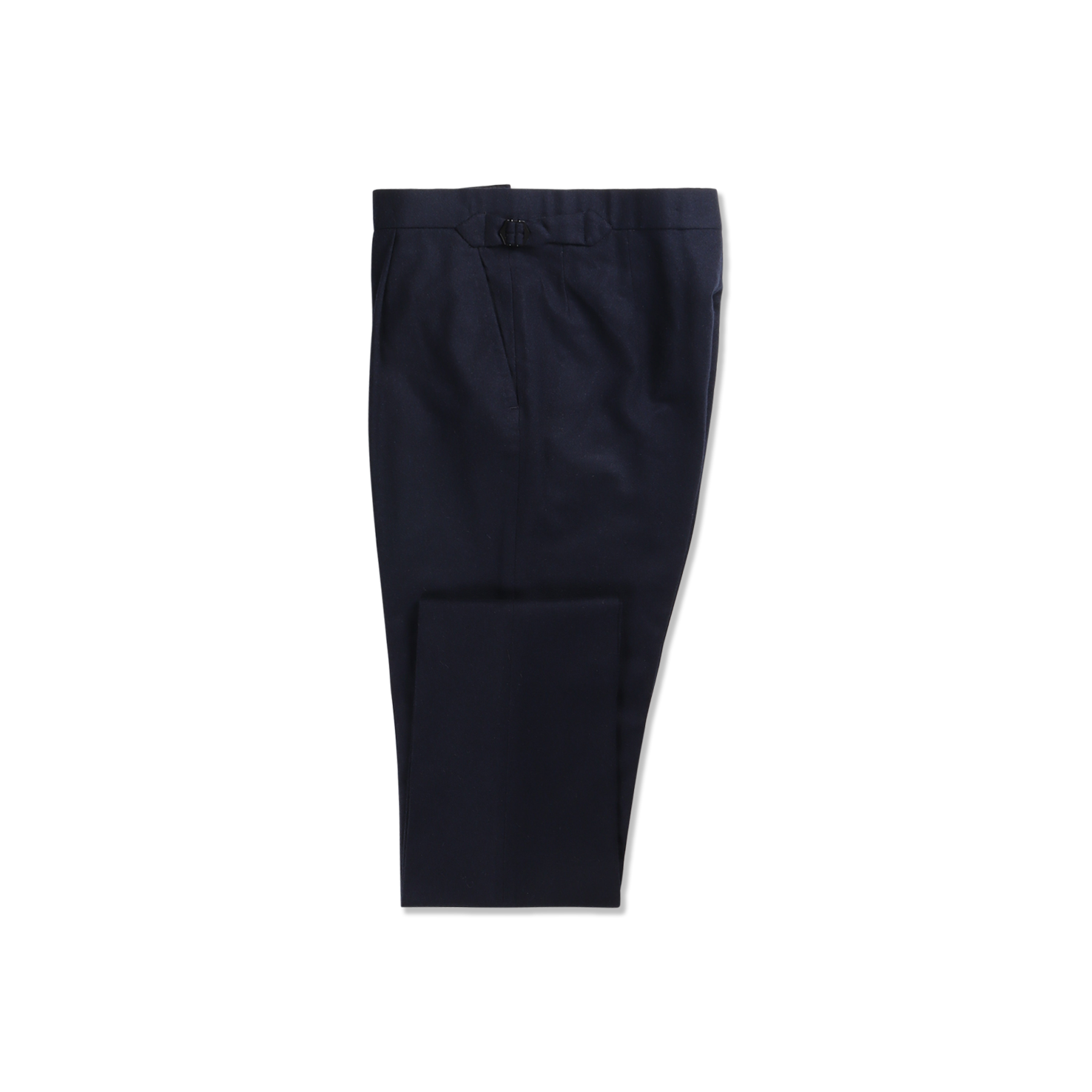 Pleat Front Trouser In Dark Blue Flannel