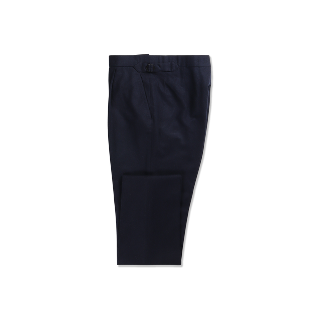Pleat Front Trouser in Dark Blue Flannel
