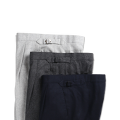 Pleat Front Trouser In Dark Blue Flannel