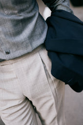 Pleat Front Trouser In High Twist Wool