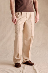 Manhattan Pleated Trousers Beige