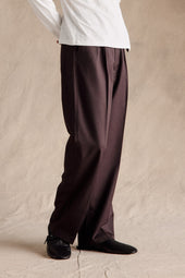 Manhattan Pleated Trousers Dark Brown
