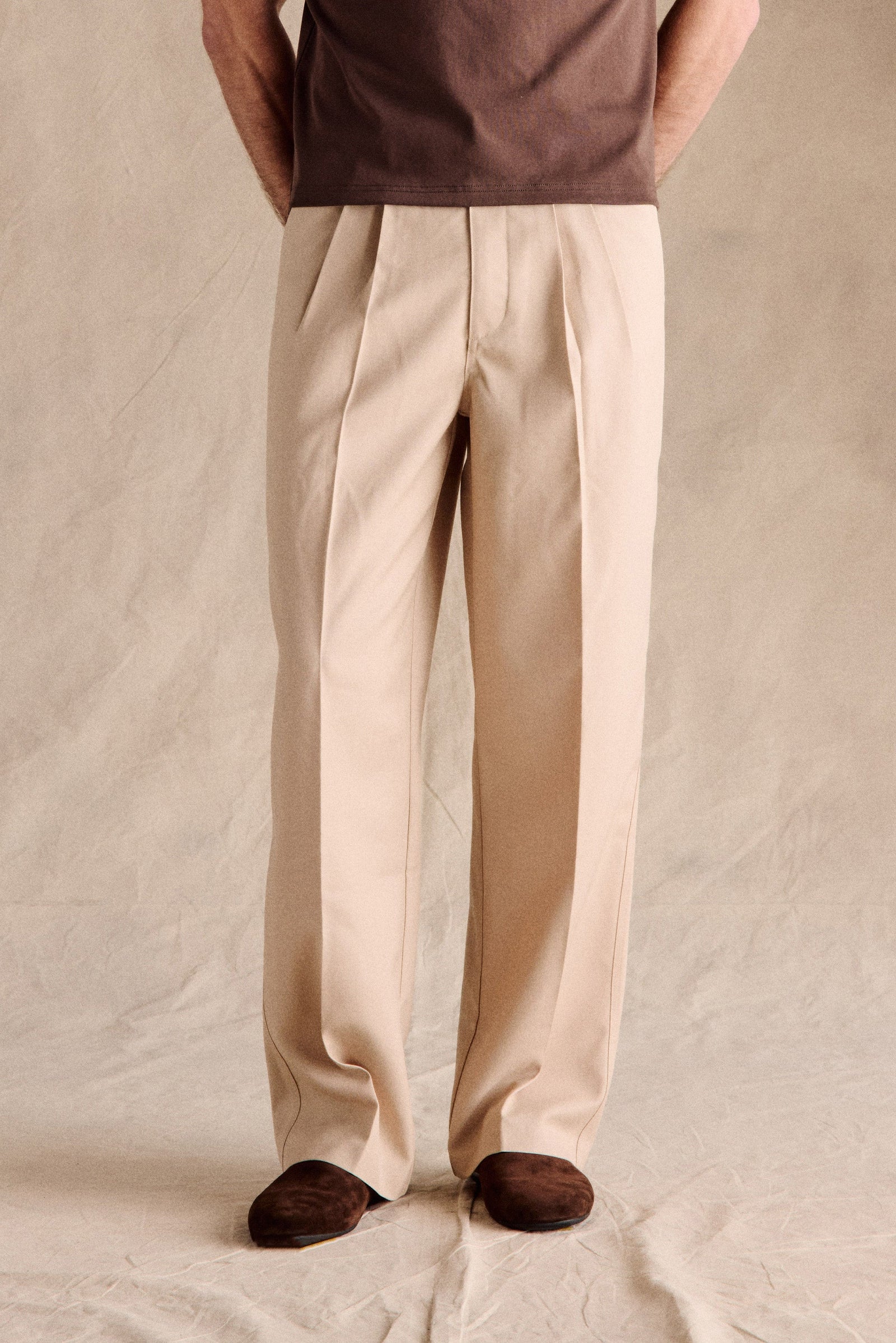 Manhattan Pleated Trousers Beige