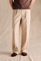 Manhattan Pleated Trousers | Beige